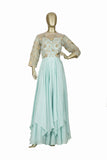 Trisha's Adorning Sky Blue Western Style Party Wear Ethnic Gown