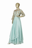 Trisha's Adorning Sky Blue Western Style Party Wear Ethnic Gown